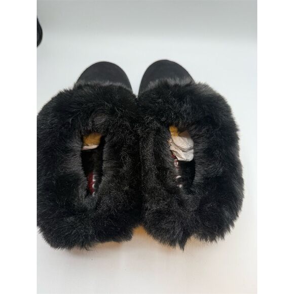 SOREL GO- COFFEE RUN WOMEN'S SLIPPER Slip-On Black Faux Fur Size 7 NIB - Picture 5 of 11